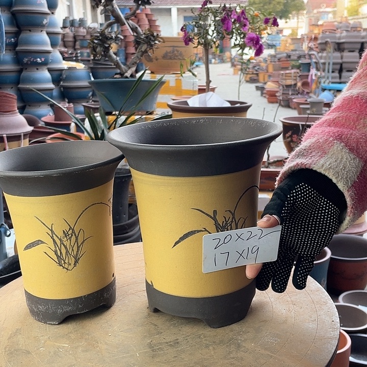 紫砂宜兴紫砂20+17黄了花盆