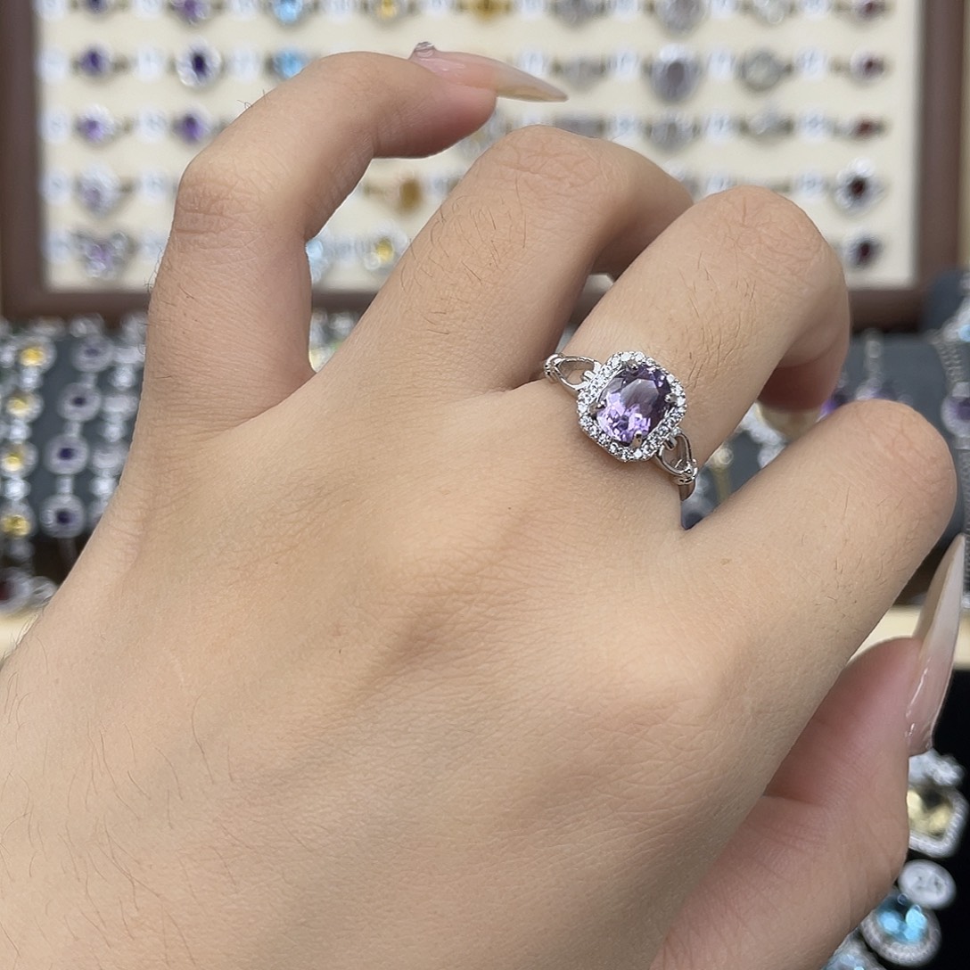 银S925镶嵌戒指紫晶