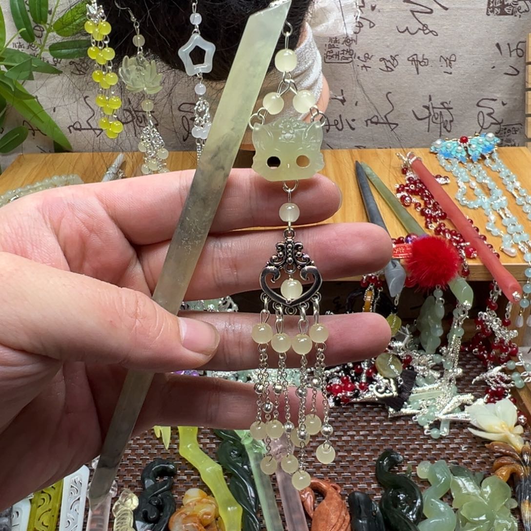 蛇纹石玉合金发饰