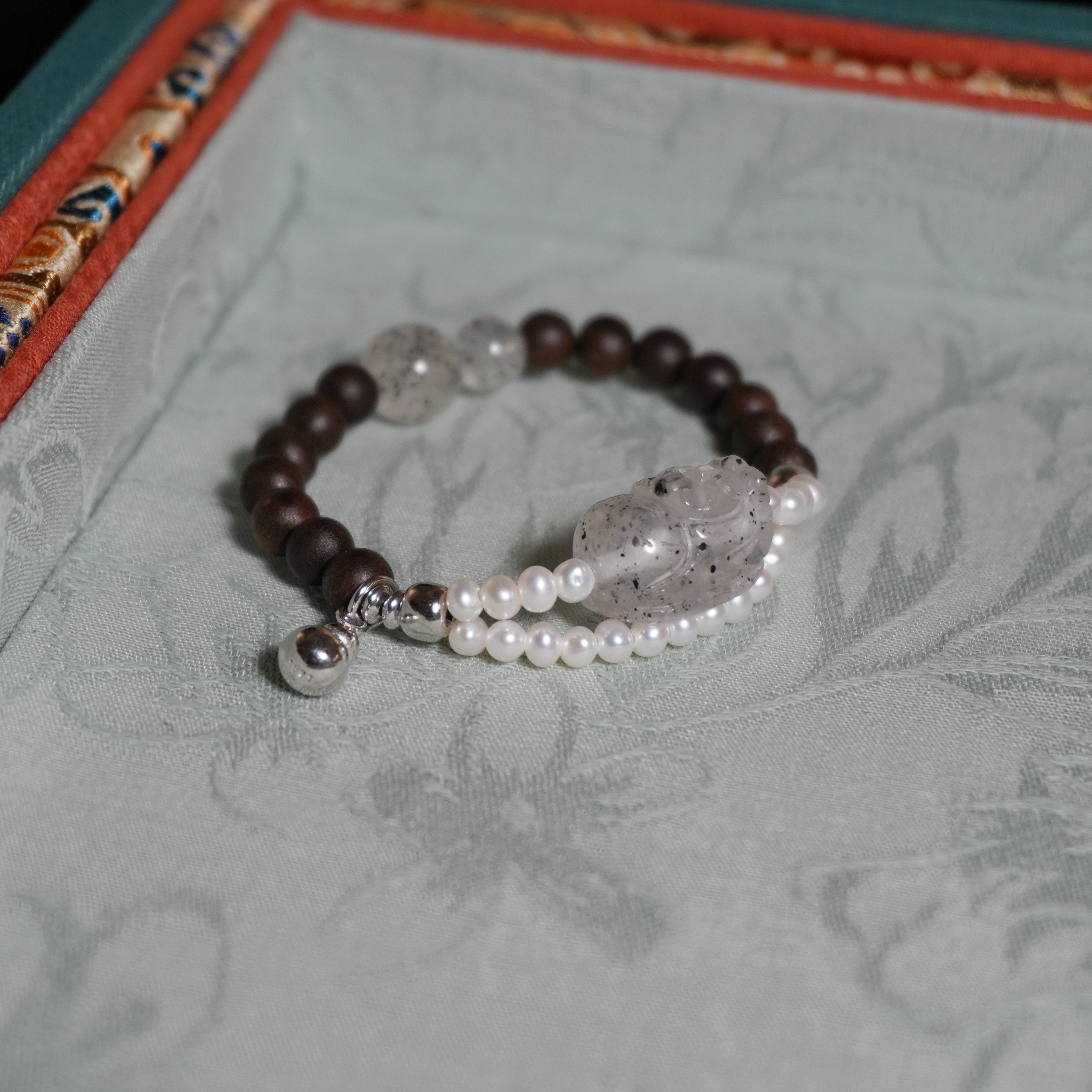 F980 珍珠银S925镶嵌 双层珍珍貔貅手串