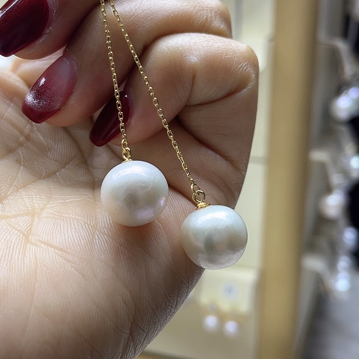 淡水珍珠耳饰银S925镶嵌