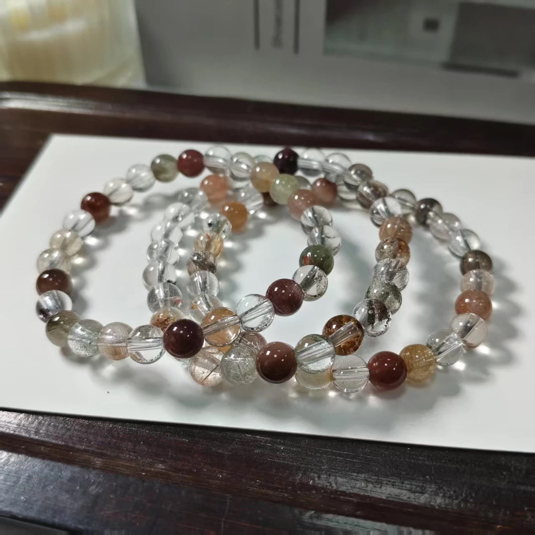 【书记甄选】天然彩发晶单圈手链 多样性发一件 约7mm 6845YW