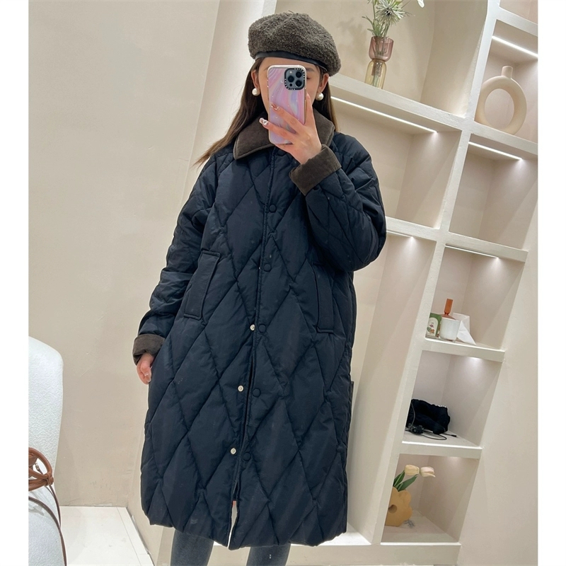 TYAYR211长款羽绒服女时尚韩版90鸭绒宽松加厚拼接翻领羽绒外套