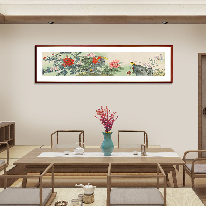 《工笔花鸟》沙发背景床头画茶室装饰画