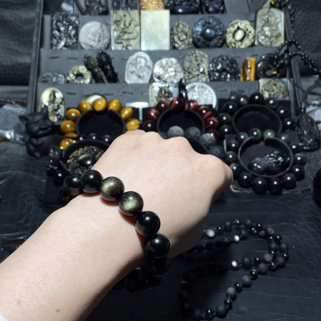 黑曜岩手链未镶嵌菲*