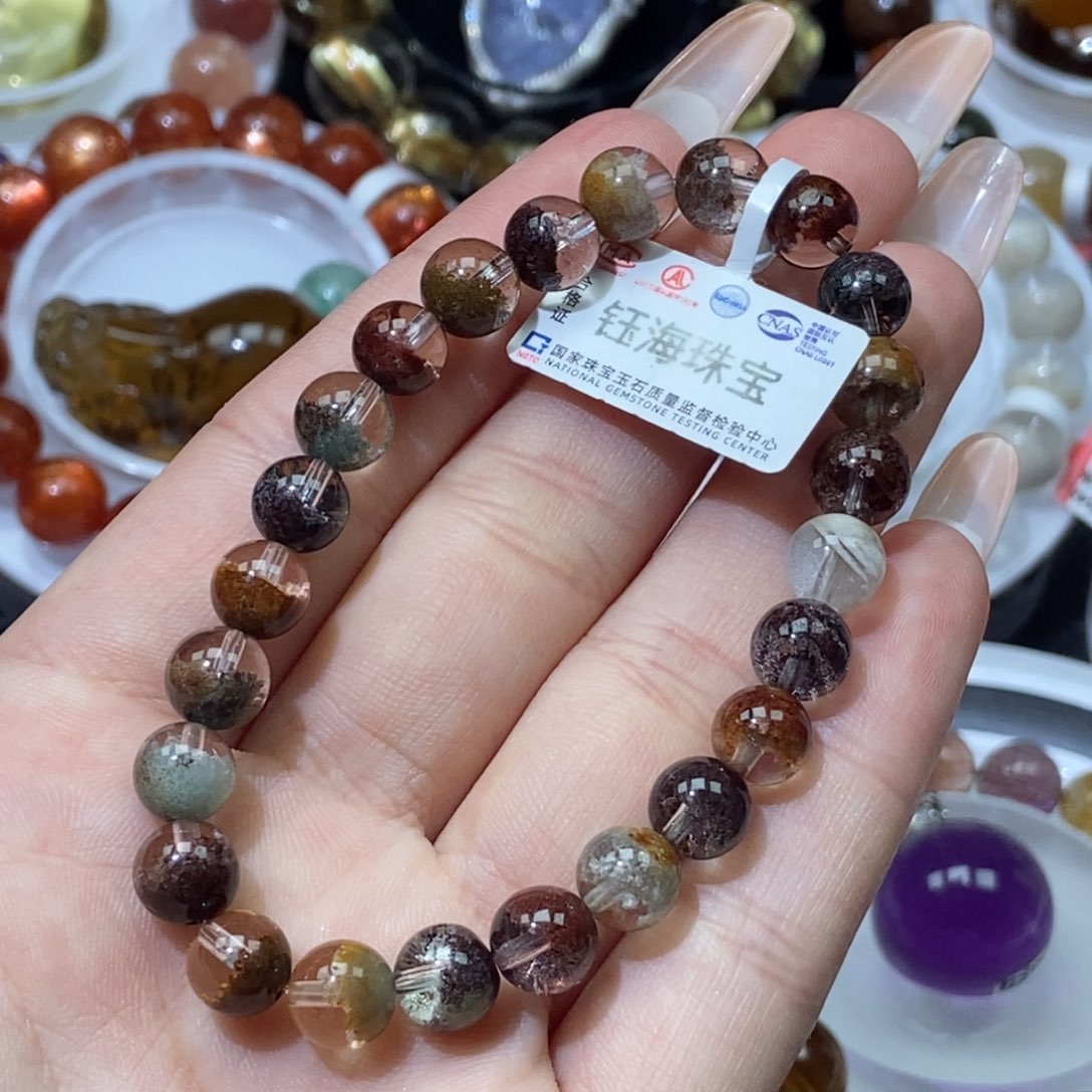 四季幽灵手串未镶嵌水晶小**学7.6mm