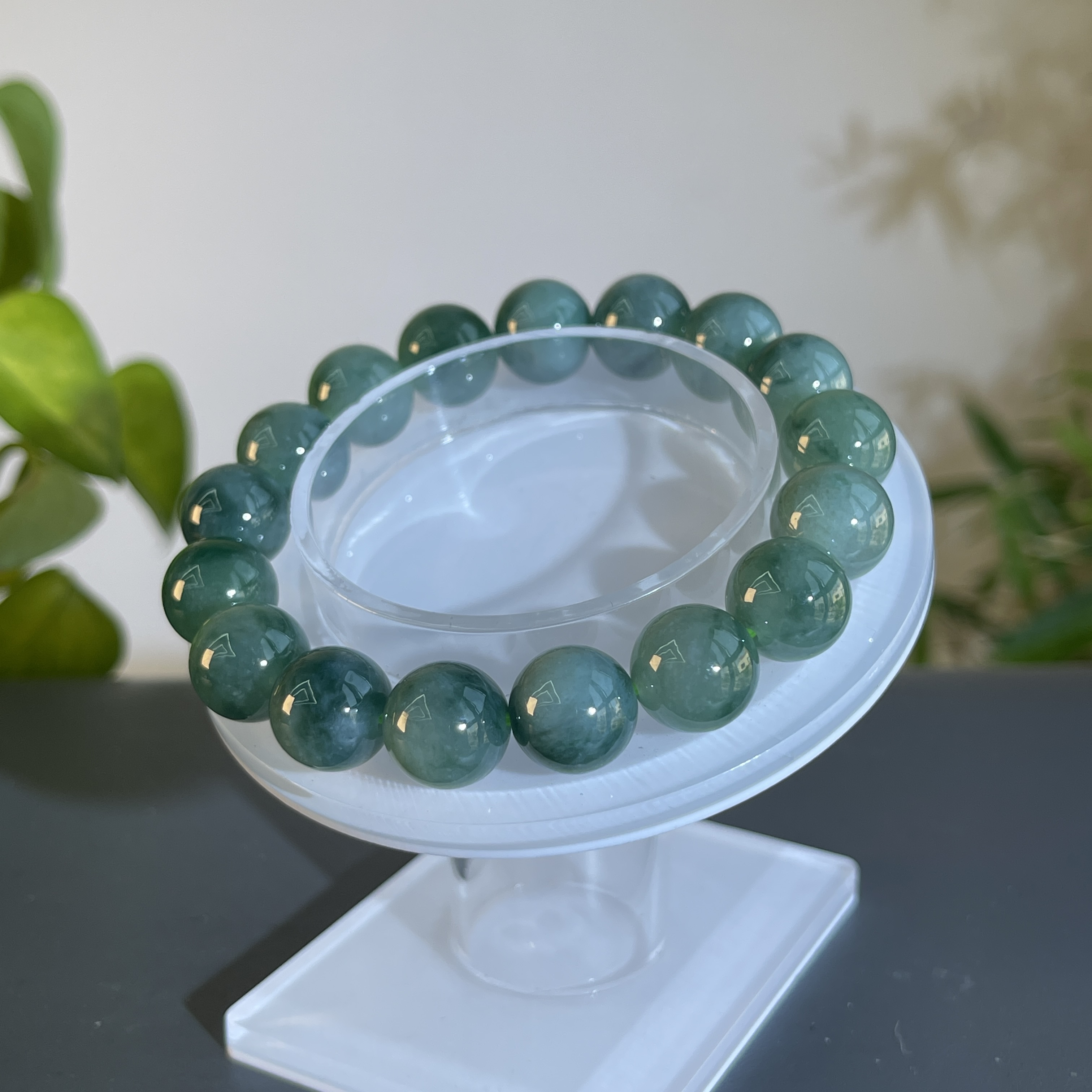 JXW12-140 天然缅甸A货翡翠 翡翠手串