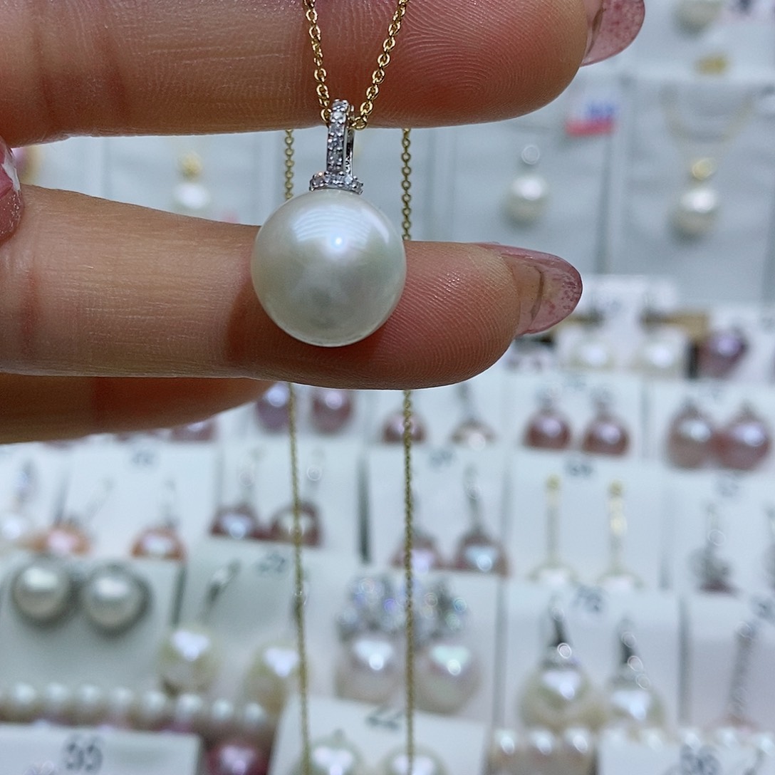 淡水珍珠银S925镶嵌吊坠(赠链)