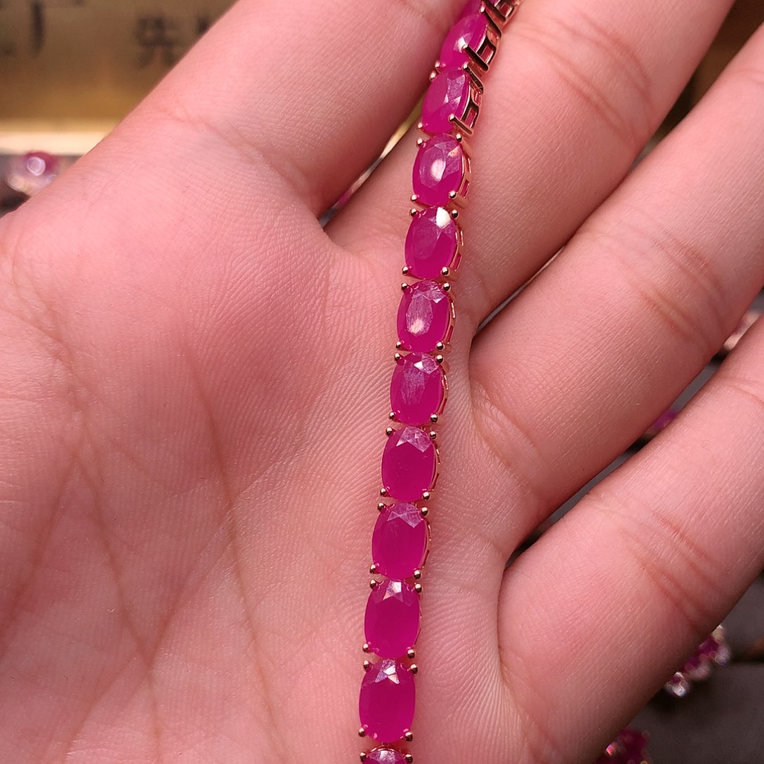 红宝石手链银S925镶嵌