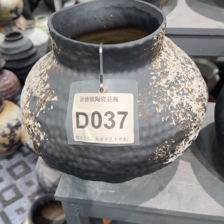 老***子瓷片景德镇高温花器编码037高30口14默认无孔