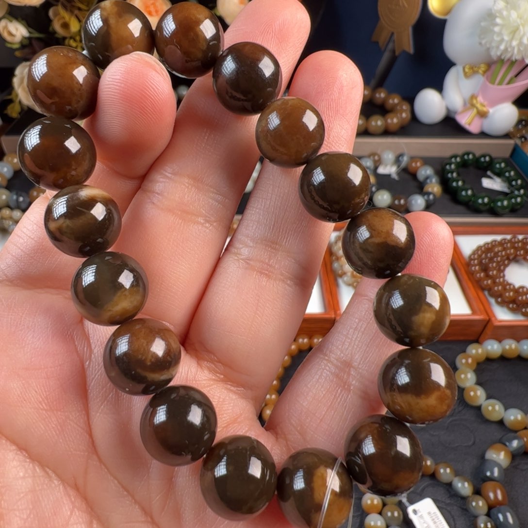 未镶嵌和田玉手链虎皮糖卡12