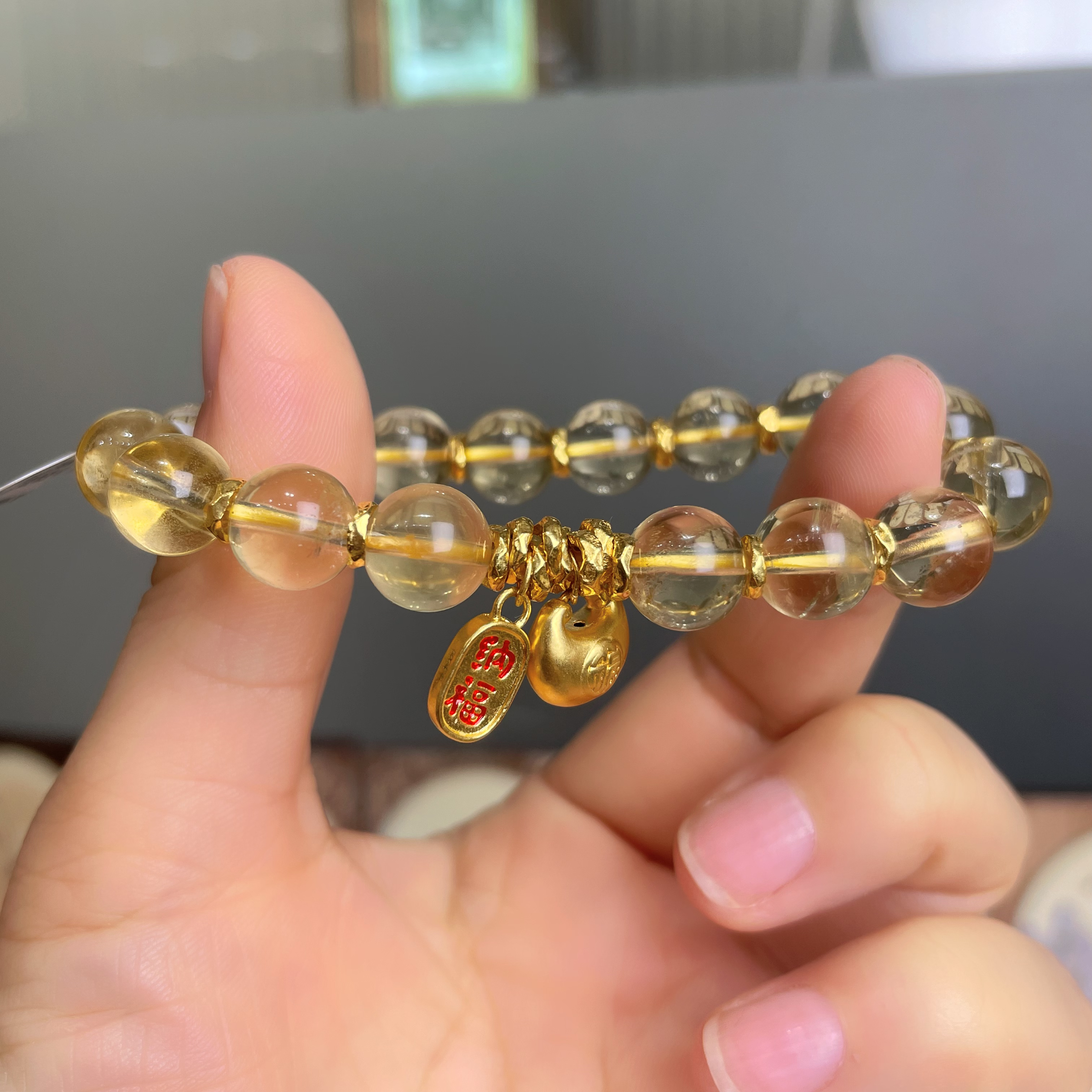 足金999黄金胖福 搭黄水 盘缠手串纳福配件 色带自然 招财进宝