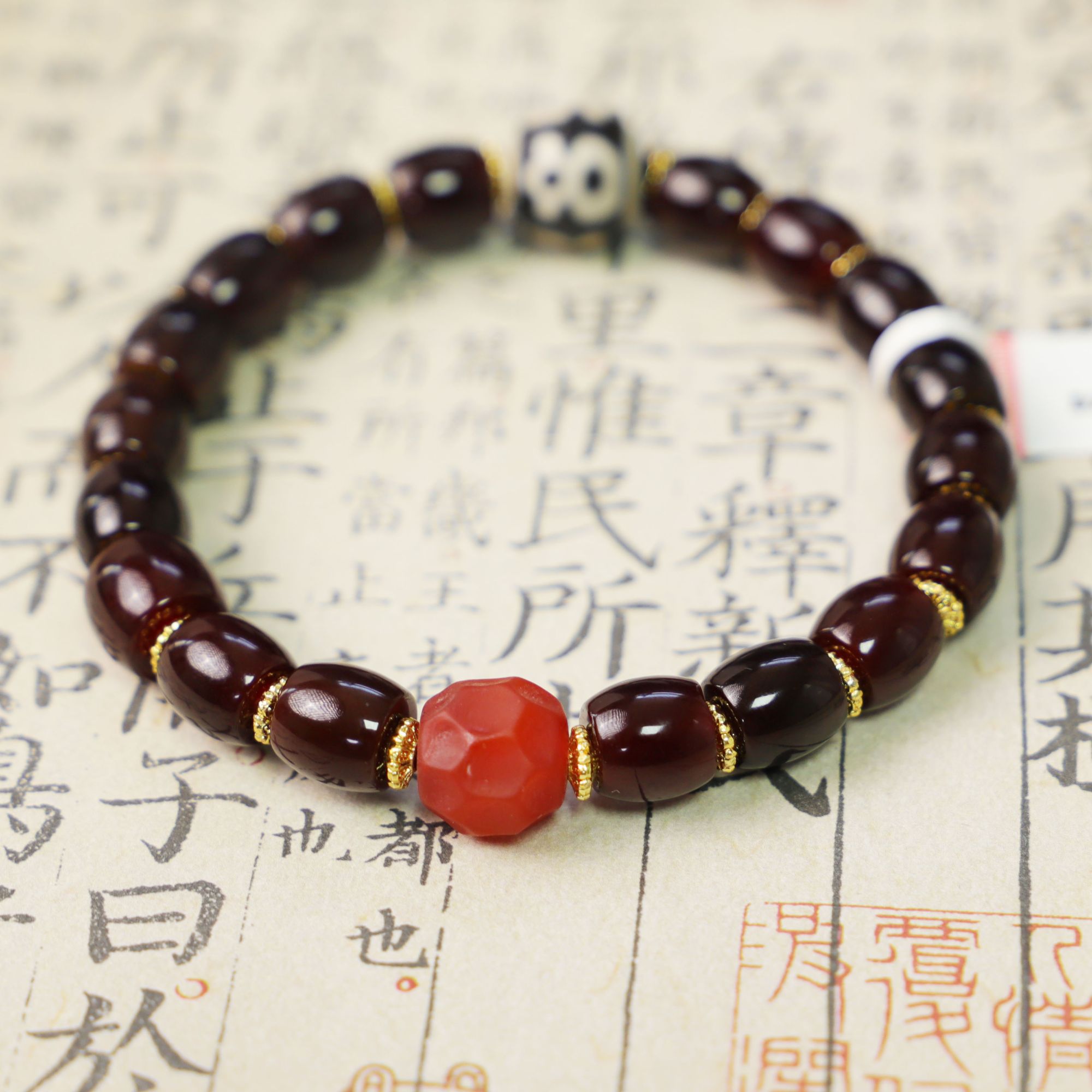  DZ771  高油桶珠玛瑙 南红顶珠 手串-FS 文玩/收藏/评级