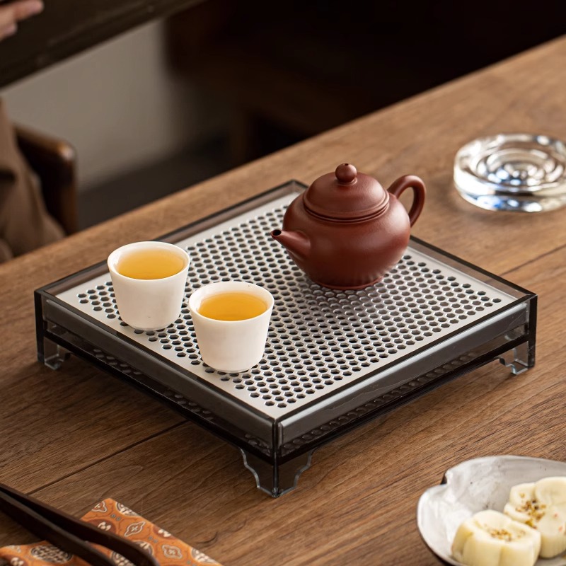 茶盘轻奢高级感小型家用茶台储水式沥水托盘干泡盘胡桃木亚克力盘