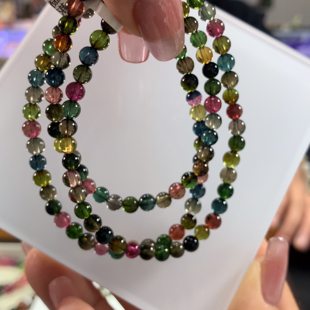 碧玺手链未镶嵌多样性发其一条5毫米左右