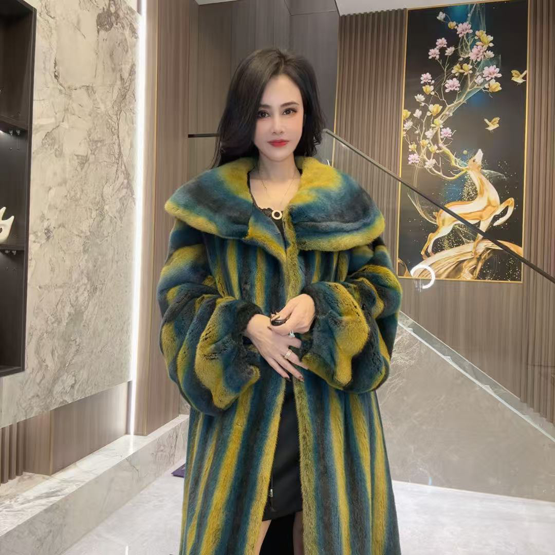 9295水貂冬季女士新款高端时尚皮草大衣外套AMF-衣长130cm