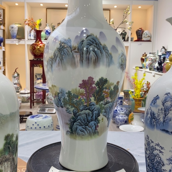 平***卫摆件陶两个45cm桃源逸居鱼尾瓶