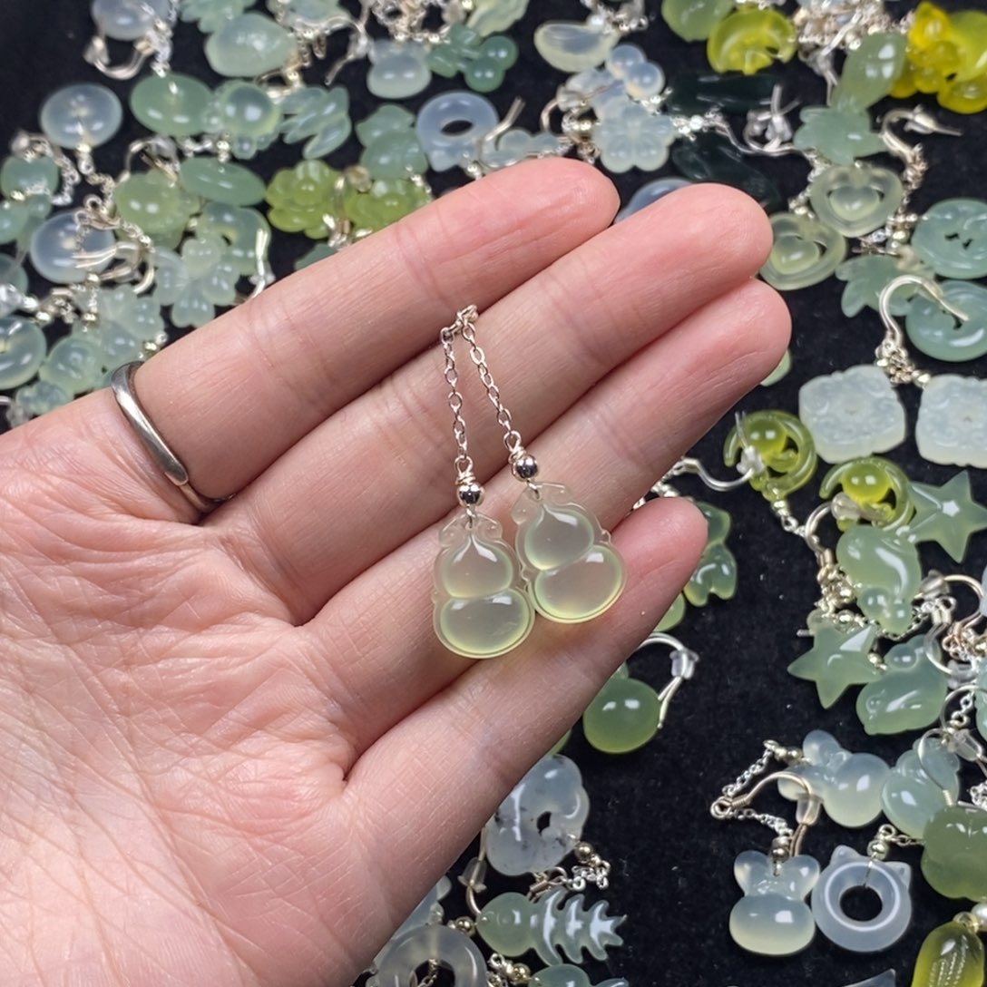 蛇纹石玉未镶嵌挂件耳饰耳环项链