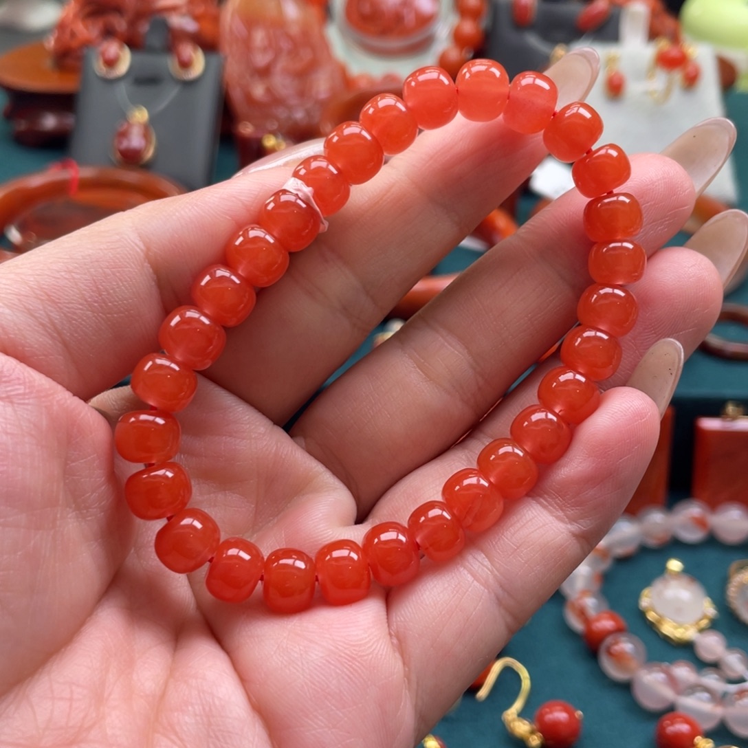 南红玛瑙未镶嵌保山南红老型单圈手串8mm