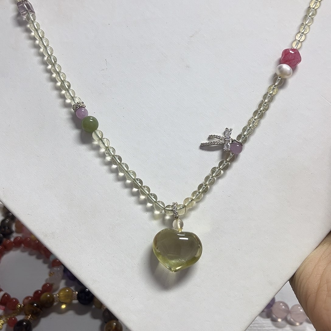 黄晶颈饰未镶嵌黄水晶项链