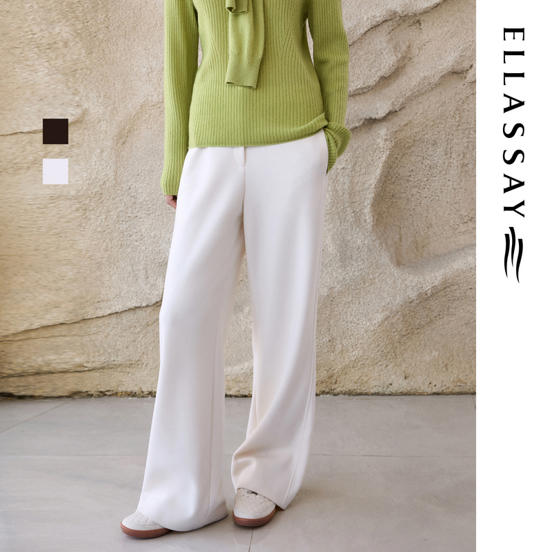 ELLASSAY歌力思2025秋季新款休闲舒适高腰直筒休闲裤EWE363K03000