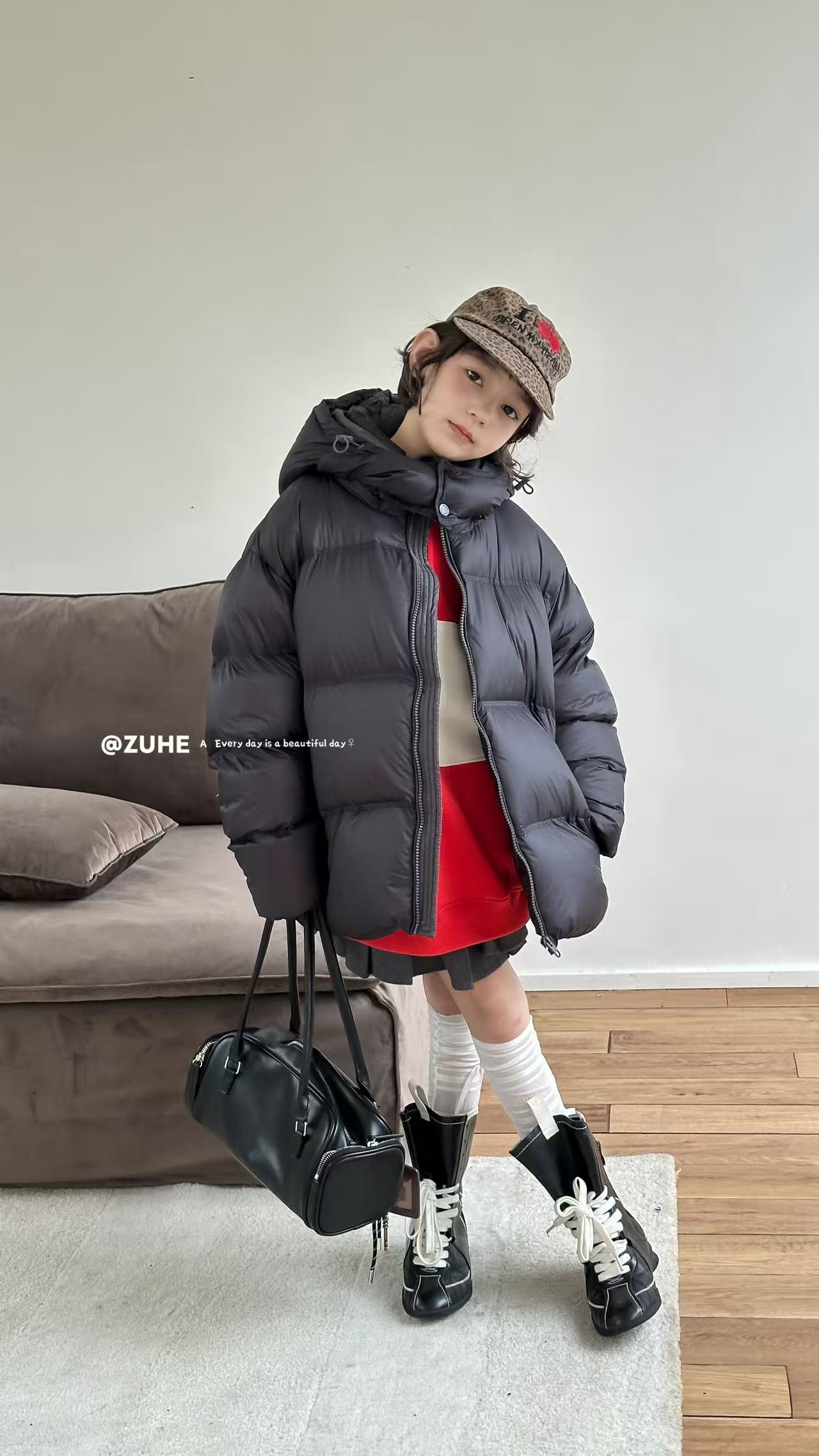 XTJ STUDIO童装 设计师款 ZH加厚款三防立领带帽羽绒服 冬款新品