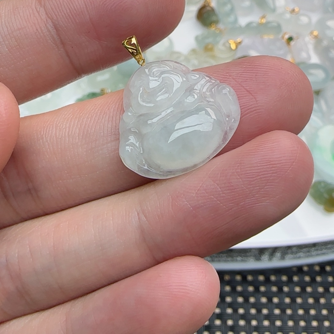 【闪购商品】翡翠吊坠(不含链)18K金镶嵌小佛