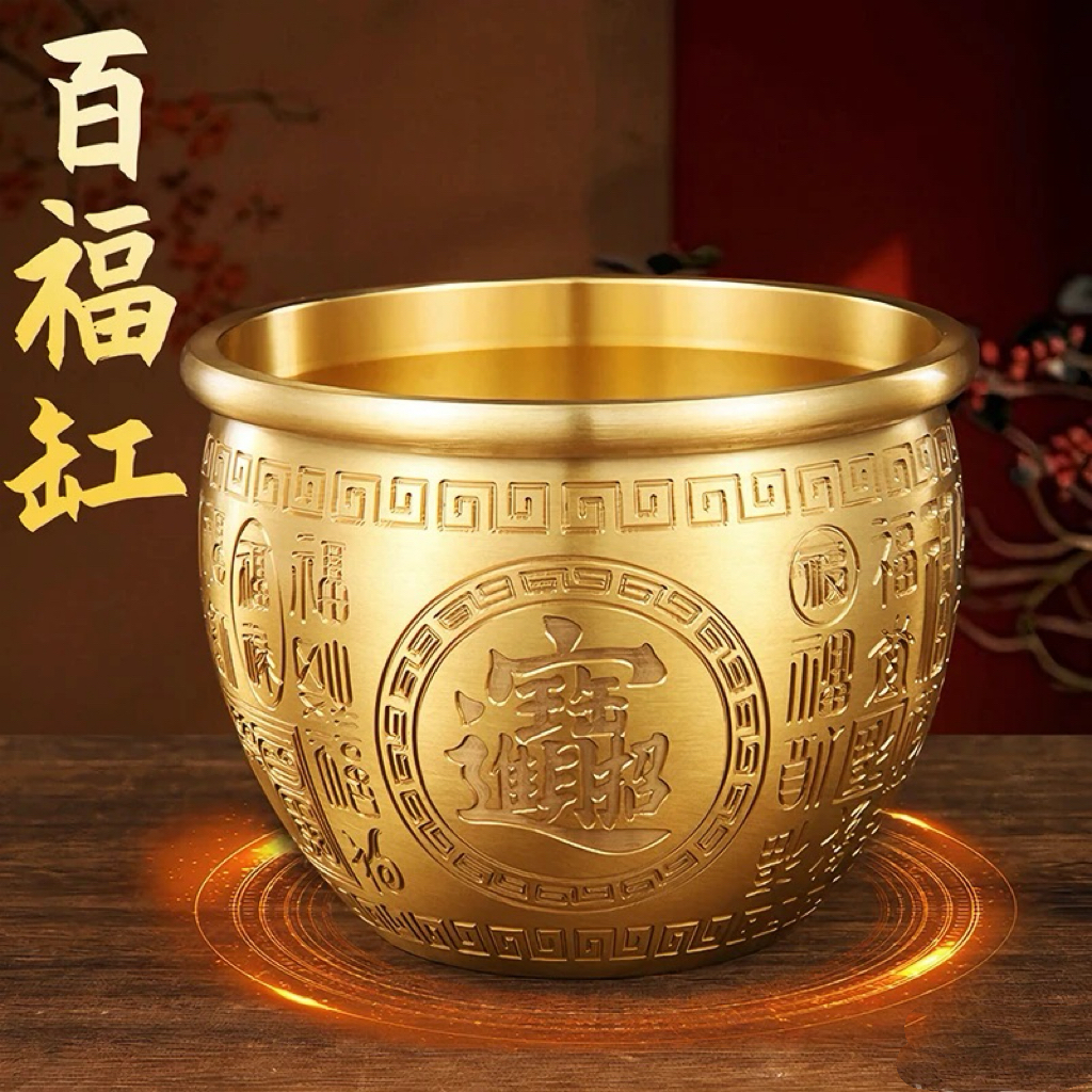 纯铜铜缸貔貅聚宝盆专用客厅高档风水招财专用开店招财摆件创意