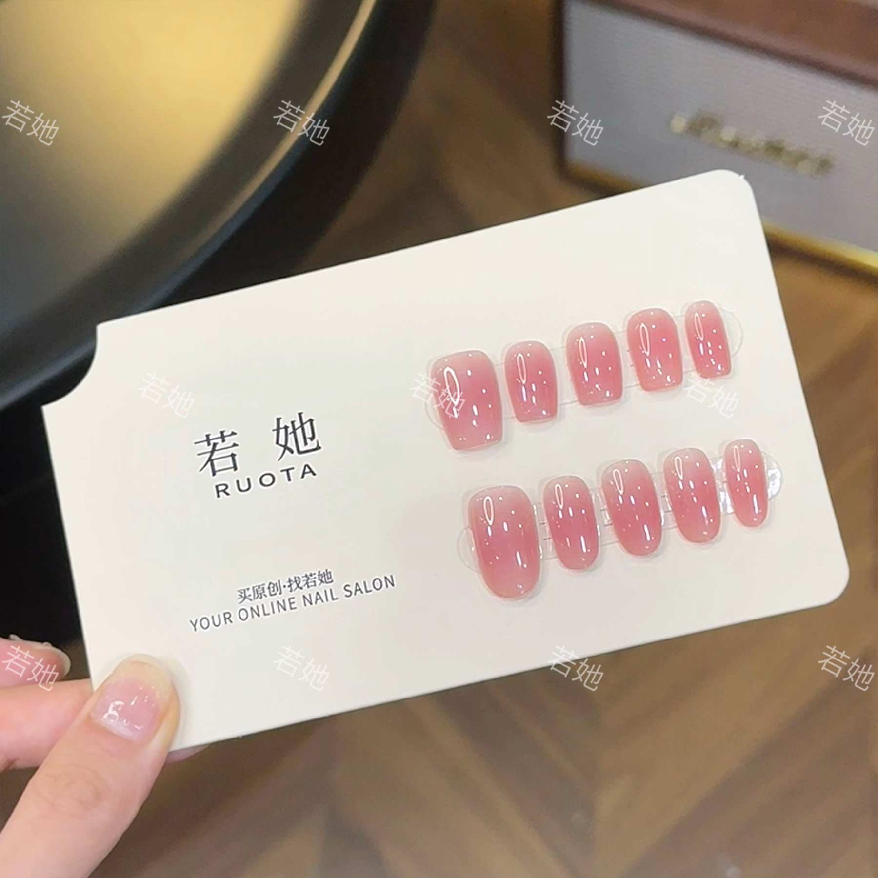 若她【一抹春红】纯手工穿戴甲美甲片高颜值短款中长款推荐RT1023