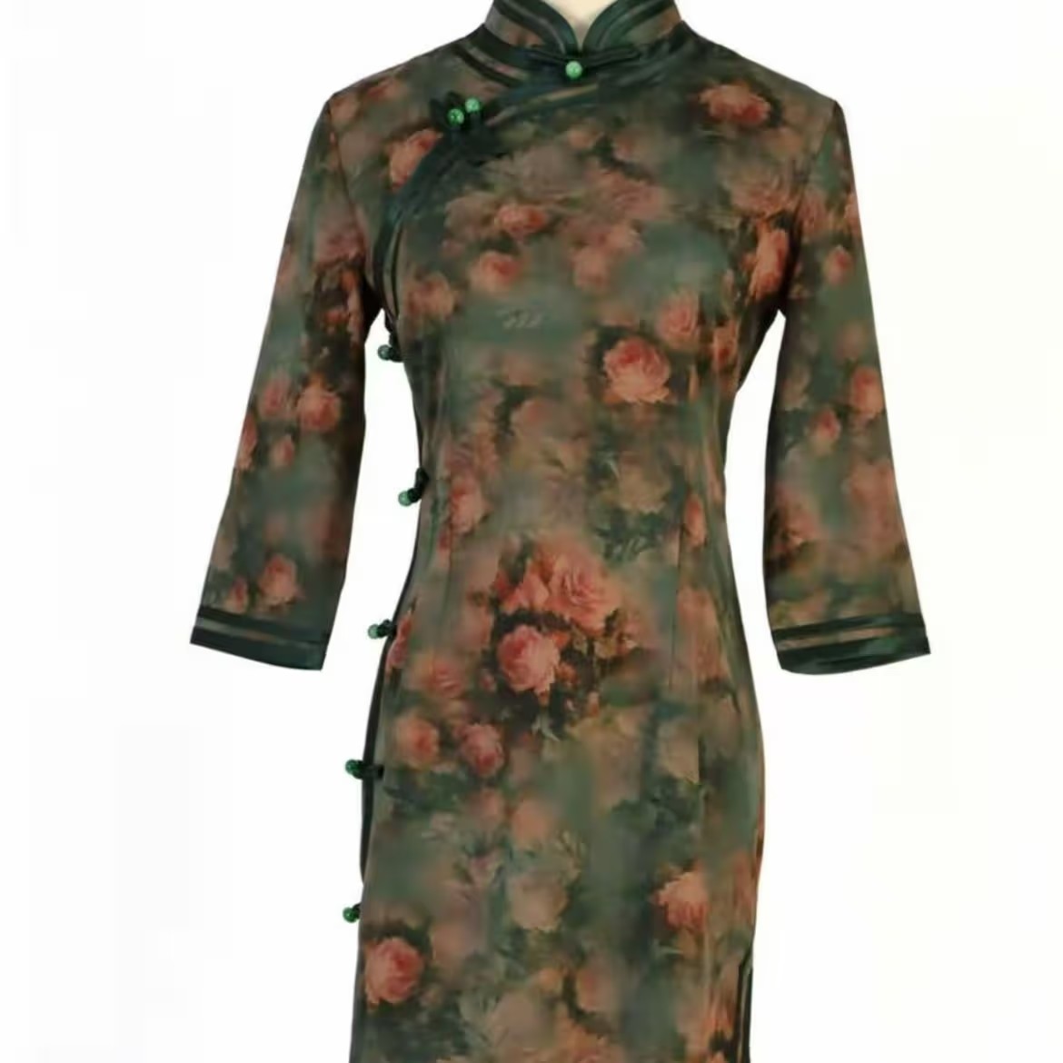 【植染玫瑰】新款中国风修身复古优雅大方长款旗袍