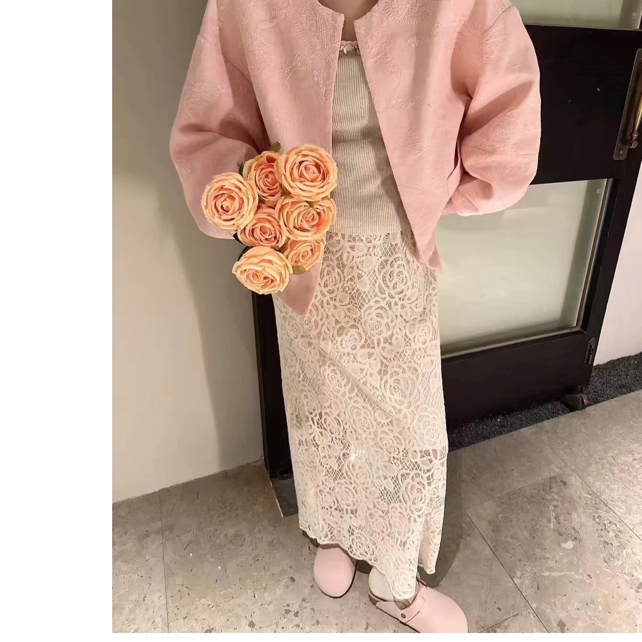 D31564南油爆款气质显瘦春秋暗纹提花外套