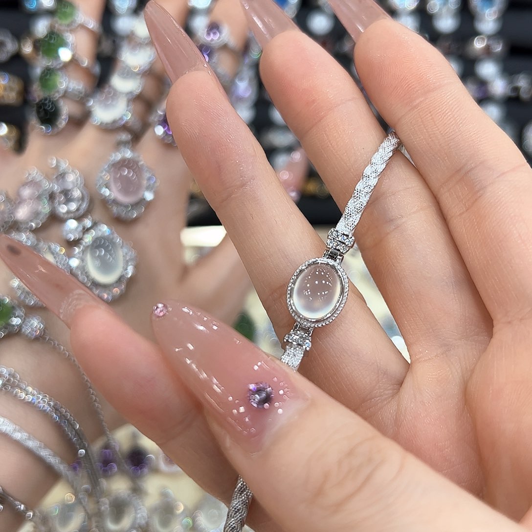 岫玉银S925镶嵌戒指枣*三