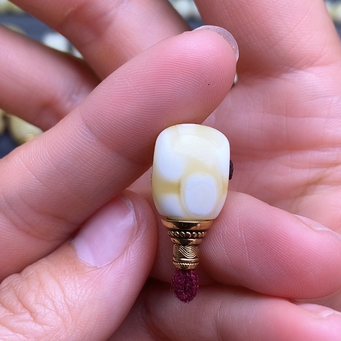 琥珀裸石18K金镶嵌12mm 蜜蜡三通