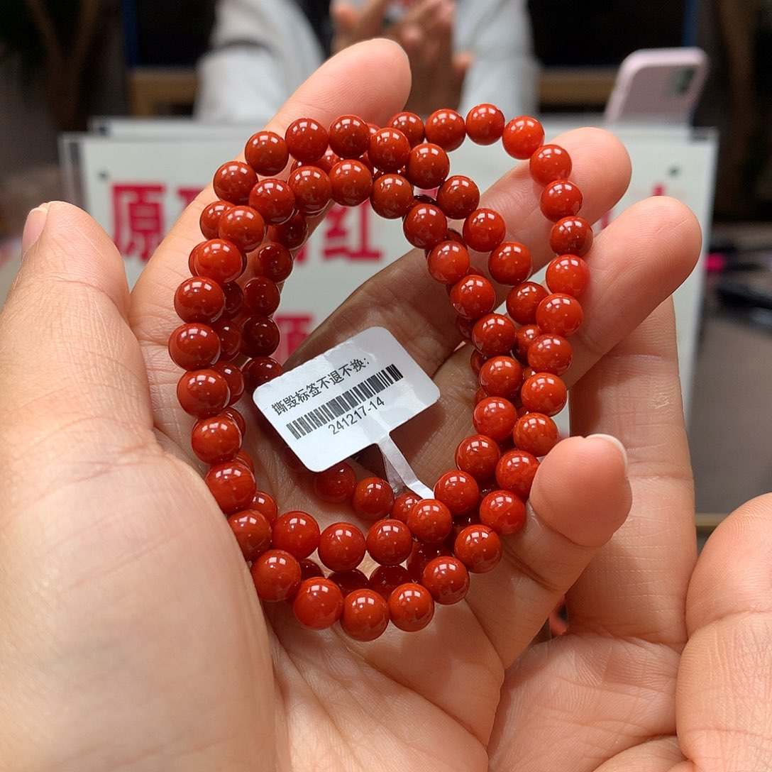 南红玛瑙南红6MM九口火焰纹多圈未镶嵌