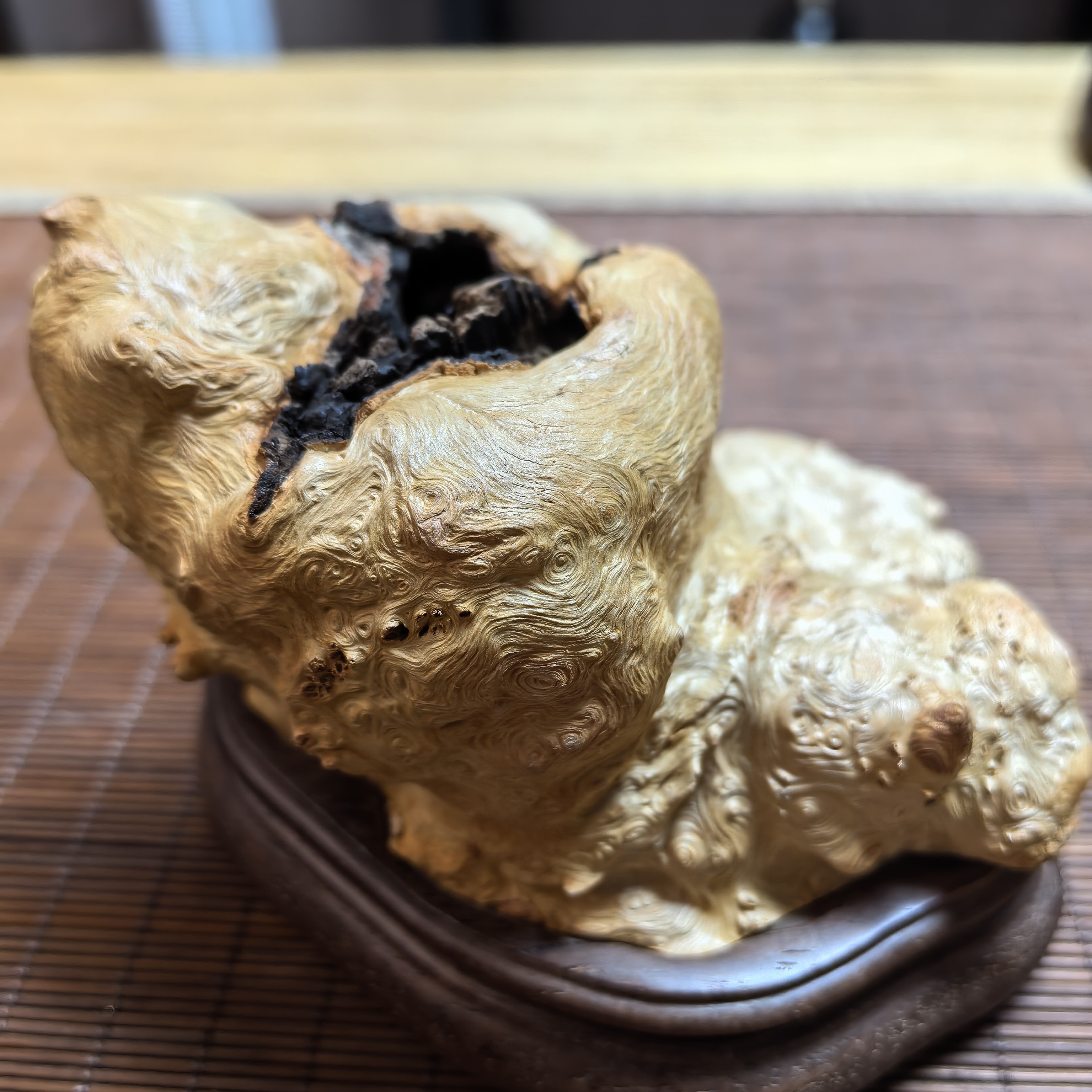 满纹爆榴疤荔枝木香炉适合文房清供