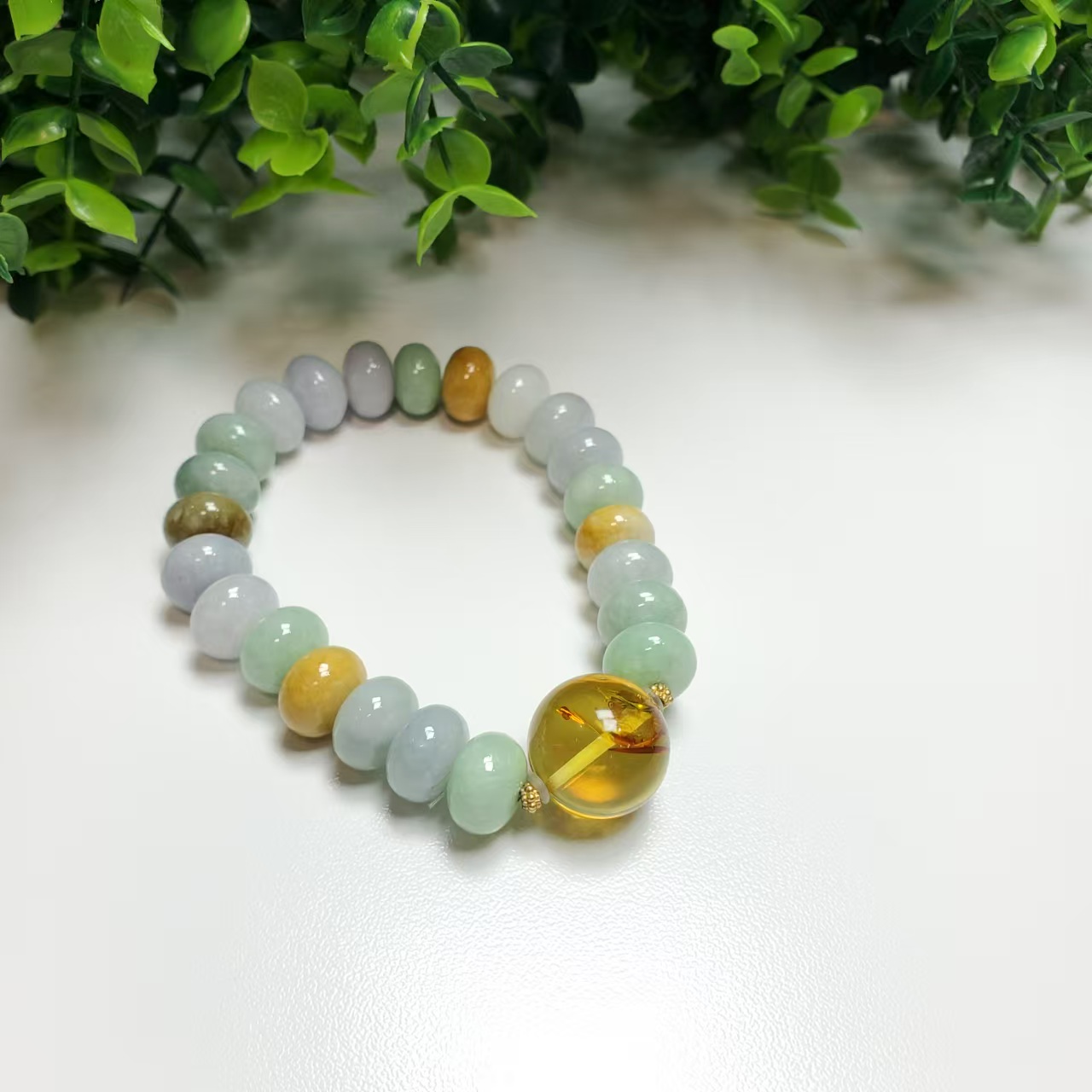 X262翡翠算盘珠手链，珠经10m'm