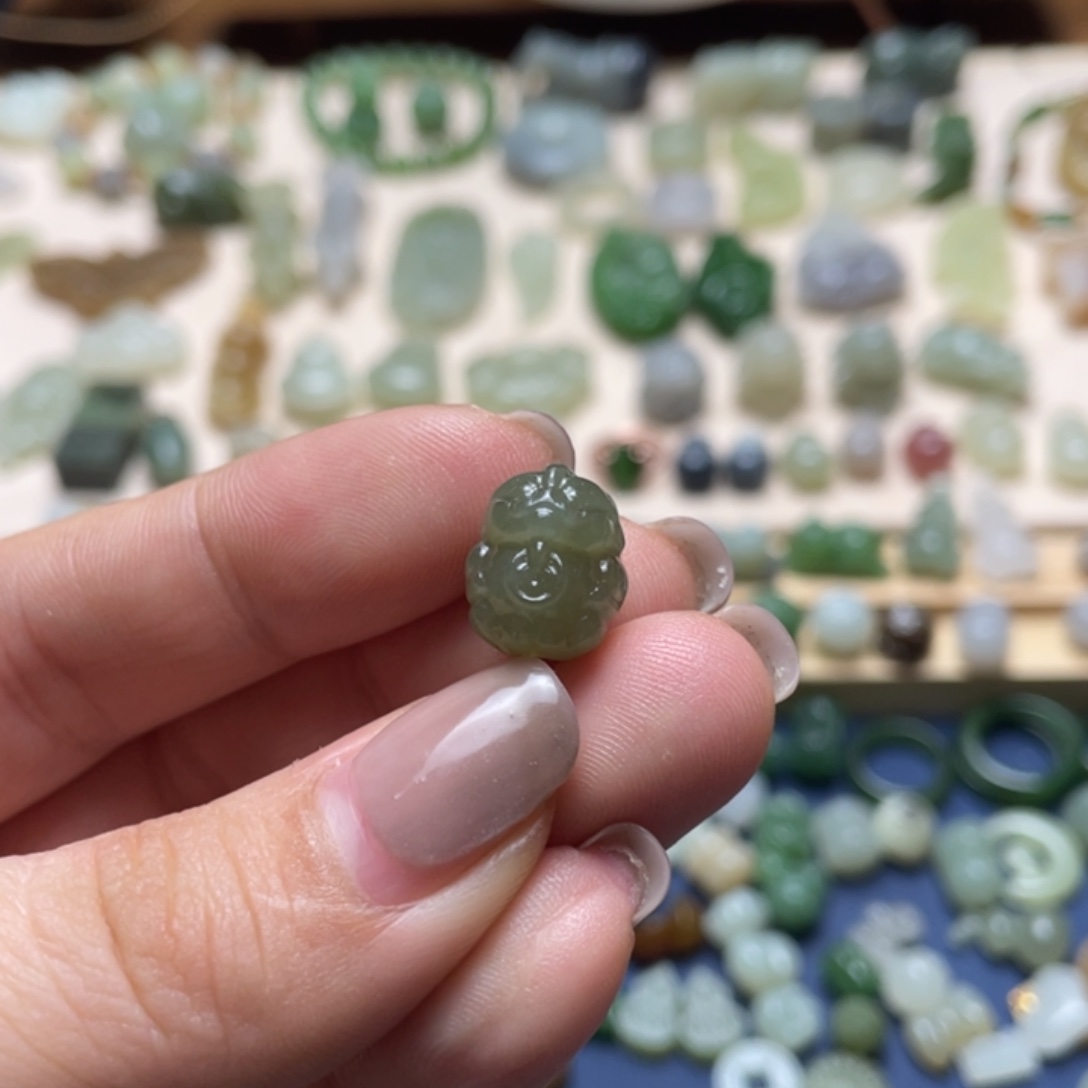 和田玉足银镶嵌吊坠(不含链)