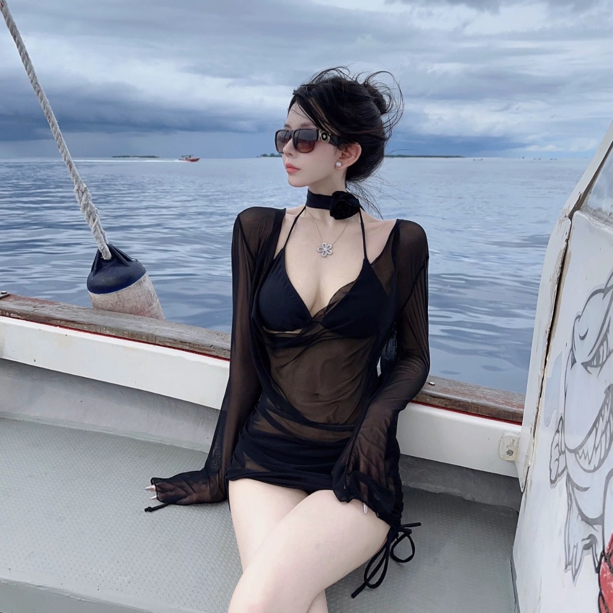 新款性感辣妹纯欲风泳衣女分体比基尼三件套度假显瘦泳装bikini