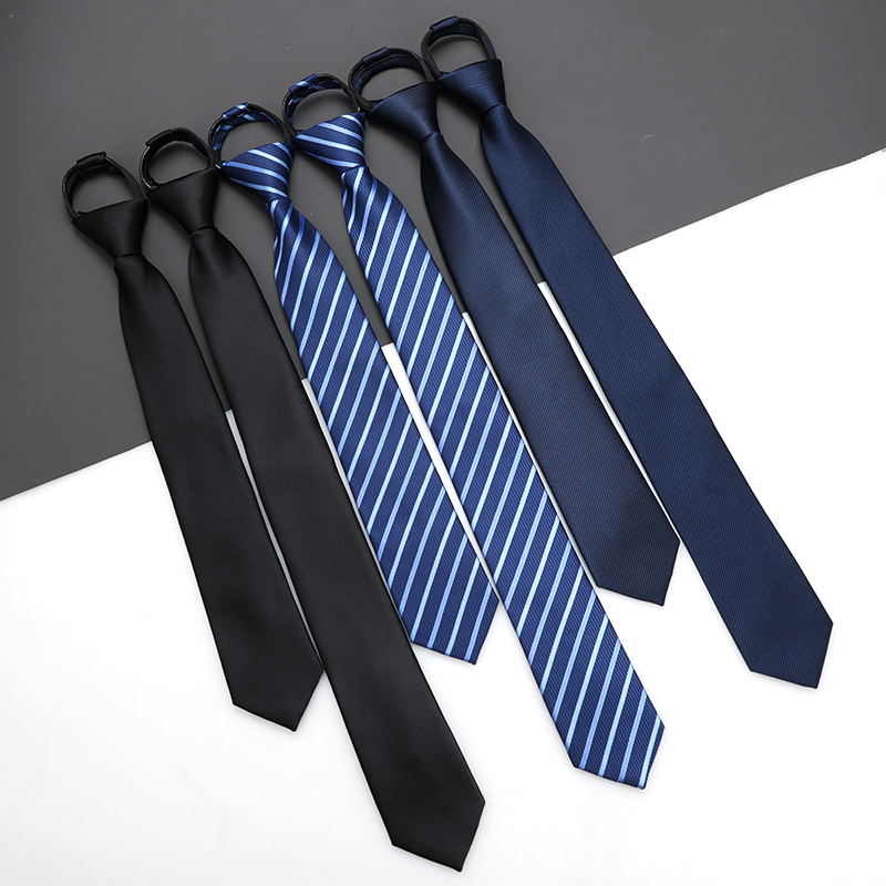 懒人免打黑色蓝色拉链式男女商务正装面试上班新郎结婚韩版窄领带