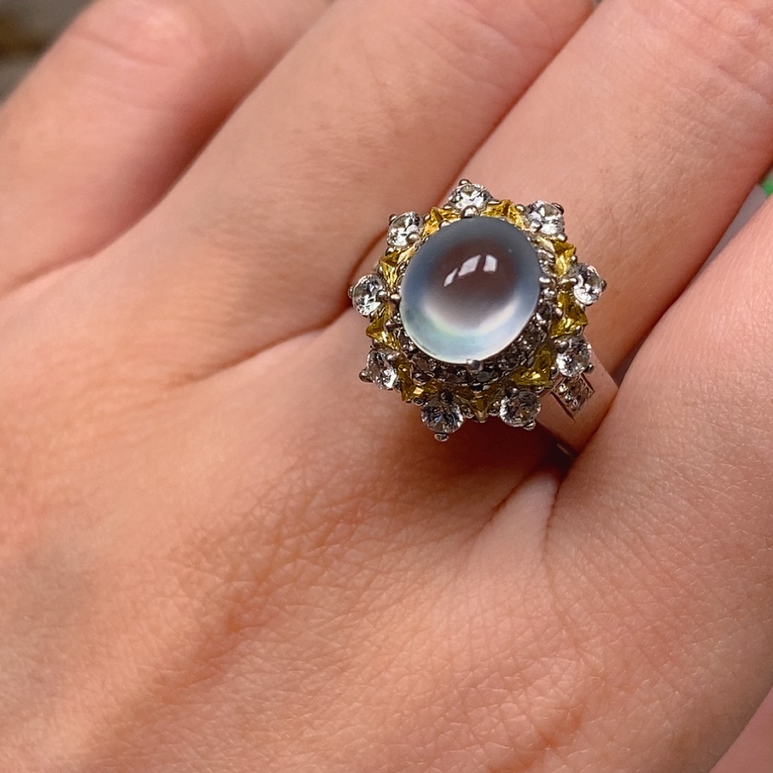 翡翠戒指未镶嵌白冰飘花