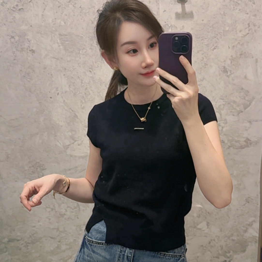 圆领短袖显瘦百搭线衣