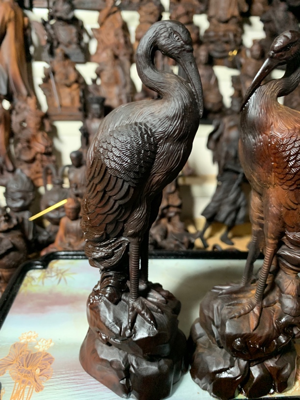 太行崖柏雷击木18公分仙鹤一对摆件