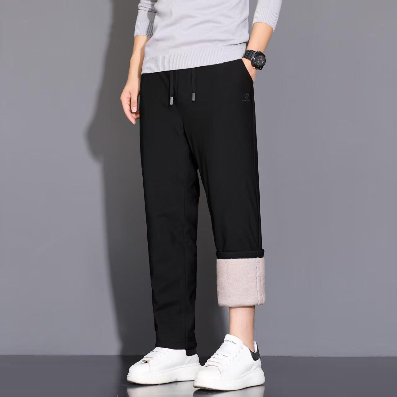 男士冬季保暖加绒加厚过冬休闲裤棉裤一体绒保暖裤