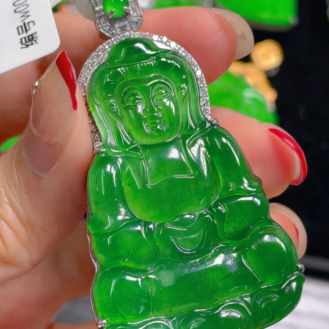 翡翠银S925镶嵌吊坠(不含链)