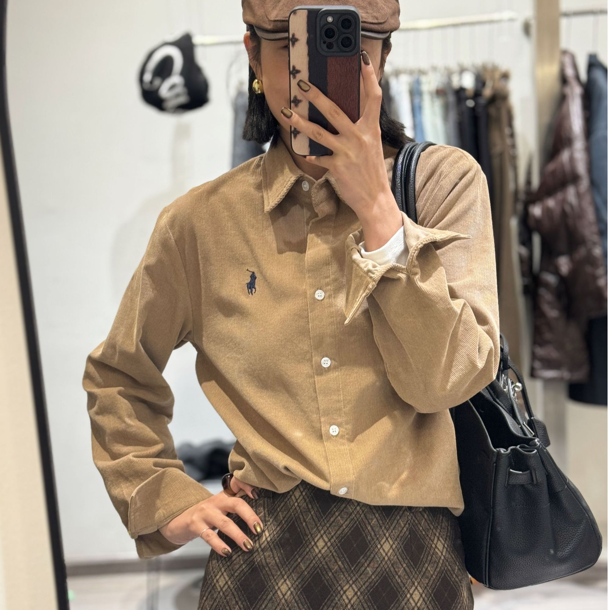 新款灯芯绒厚款衬衣女显瘦宽松美式复古衬衫纯棉衬衣百搭