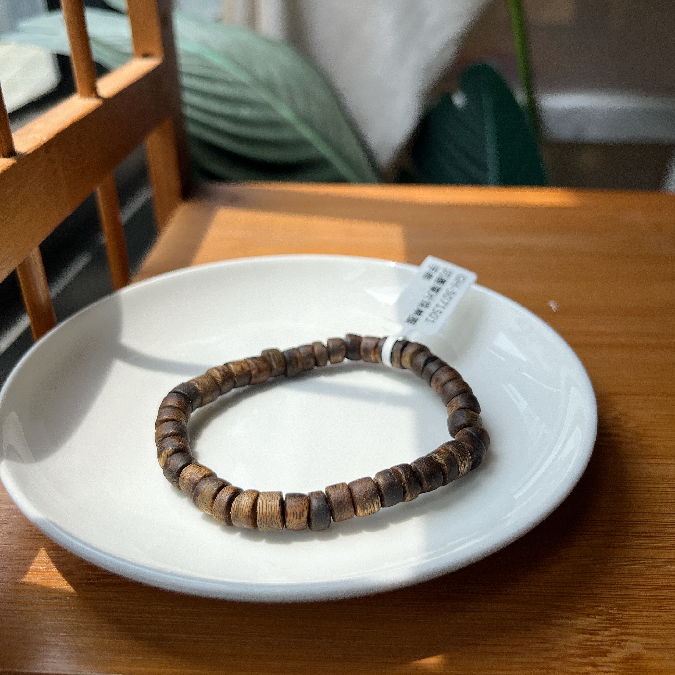 沉香【珠宝厂长】约6mm沉香厚片珠单圈手串