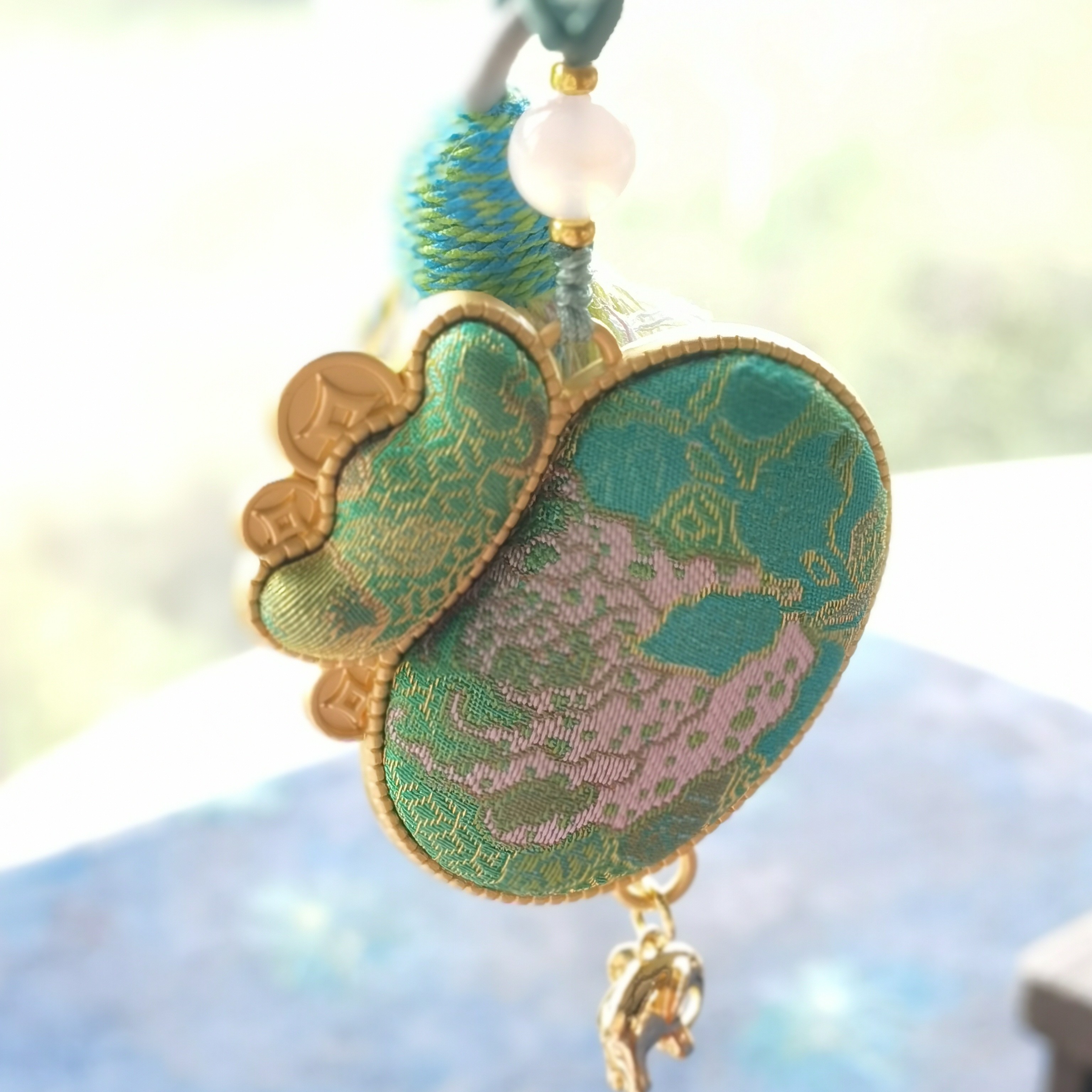 手工非遗真丝宋锦国风如意葫芦双面车挂新中式包挂压襟挂饰