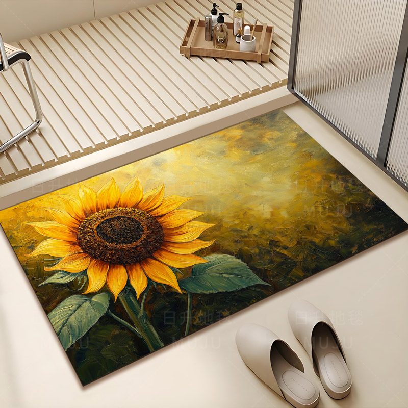 牧居曜葵60*90防滑门垫中国风吸水速干入户脚垫浴室卫生间地垫