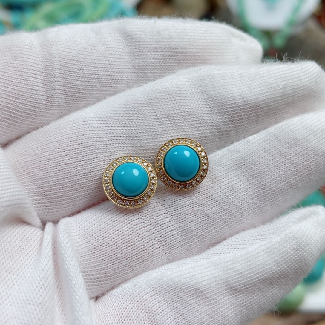 绿松石珠宝奇石18K金镶嵌