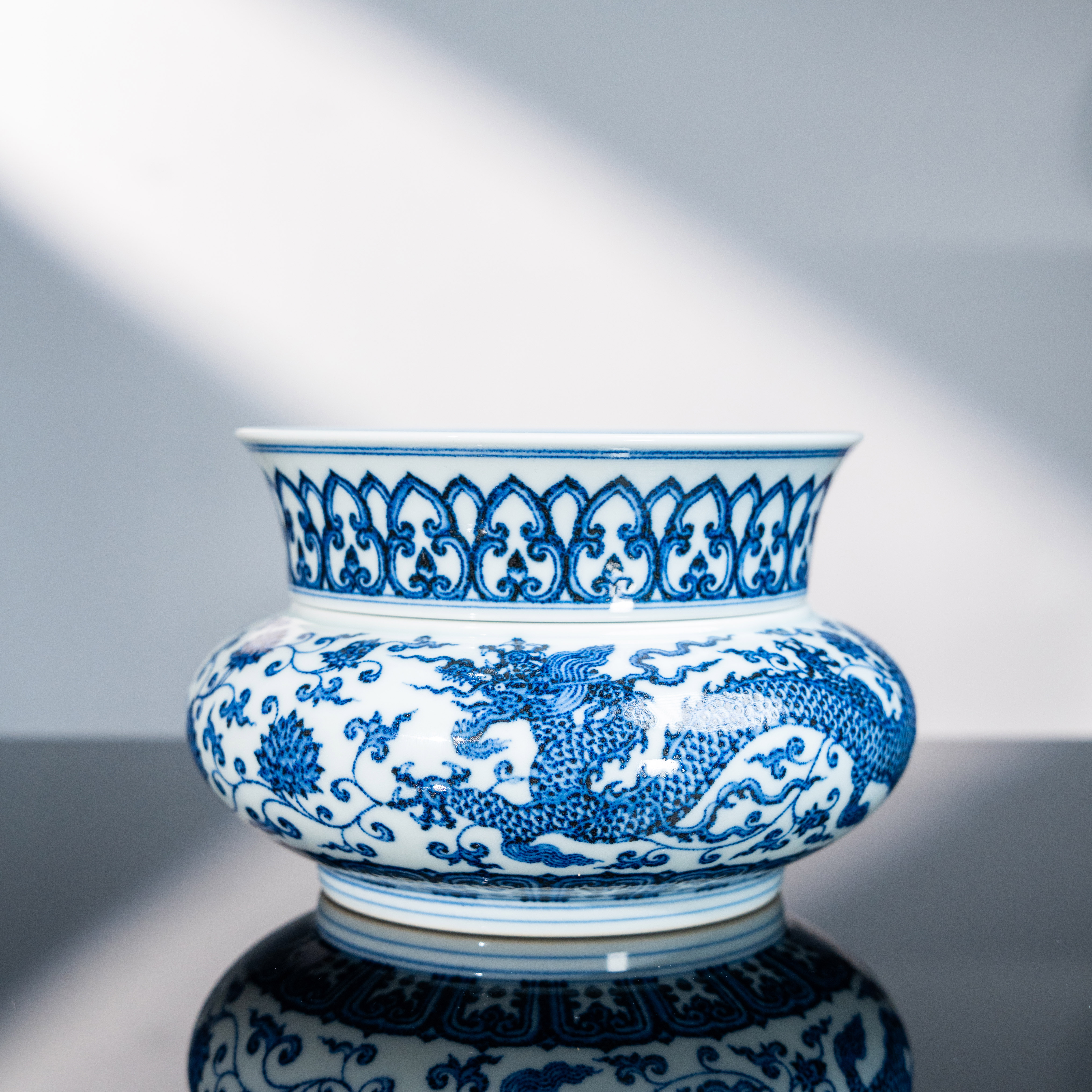 且斋 龙凤穿花分层水洗原矿全手工青花水洗龙纹凤纹缠枝纹水洗